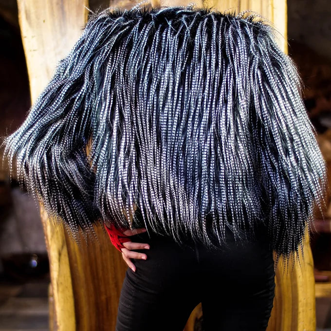 LUDOVIKA cropped faux feathered coat
