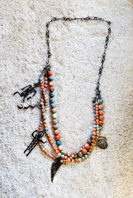 TURQUOISE & ORANGE necklace   /   TURQUEZA CON NARANJA Collar